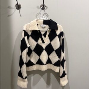 & Other Stories Black and White Argyle Sweater